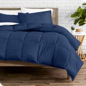 King/Cal King size Super Soft Down Alternative Comforter Set in Navy Blue