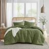 Twin/Twin XL Microfiber Pleated Soft Lightweight Comforter Set in Olive Green