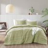 Twin/Twin XL Microfiber Pleated Lightweight Soft Comforter Set in Sage Green