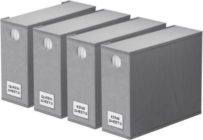 4 Pack Bed Sheet Organizers and Storage, Foldable Organizer for Linen Closet