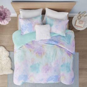 Twin/Twin XL Watercolor Tie Dye Printed Duvet Cover Set with Throw Pillow