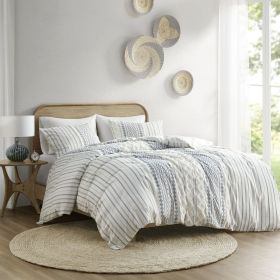 Full/Queen Cotton Printed Duvet Cover Set with Chenille
