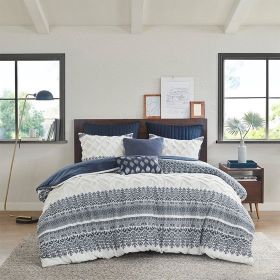 King/Cal King 3 Piece Cotton Duvet Cover Set with Chenille Tufting
