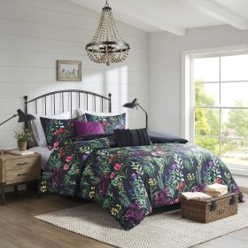 5 Piece Comforter Set Black Full/Queen