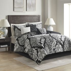 7 Piece Cotton Printed Comforter Set Black Cal King