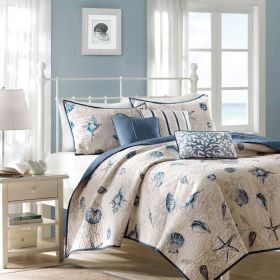 Brushed Quilt Set with Throw Pillows Blue Twin/Twin XL