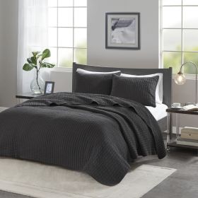 3 Piece Quilt Set Black King/Cal King