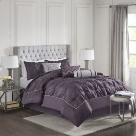 7 Piece Tufted Comforter Set Plum Full