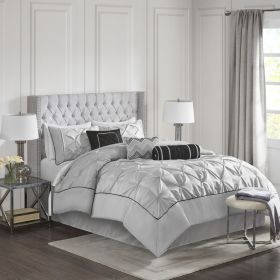 7 Piece Tufted Comforter Set Grey Full
