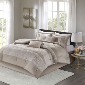 7 Piece Chenille Jacquard Comforter Set Taupe King