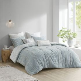 3 Piece Cotton Jacquard Comforter Set Aqua Full/Queen