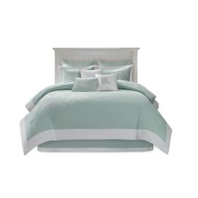 Oversized Cotton Jacquard Comforter Set Aqua Queen