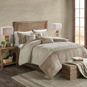 7 Piece Faux Suede Comforter Set Tan Cal King