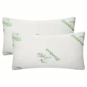 King Size Rayon Derived From Bamboo Pillow, Cooling Shredded Memory Foam Bed Pillows Sets For Back, Stomach, Side Sleepers, Adjustable Soft Firm, (Option: 2pc Green Queen 18x 28in)