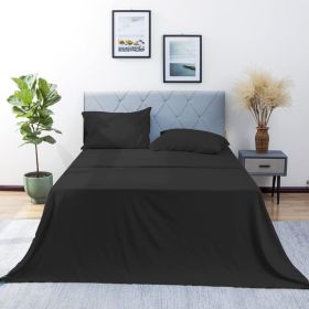 California King Sheet Set 4 Pieces Soft California King Size Sheets Cooling & Breathable Hotel-Quality Easy Care Polyester Microfiber Bedding For (Option: Black-CK)